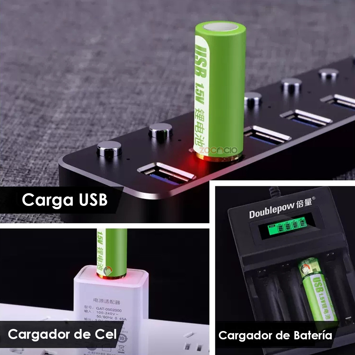 Pilas Aa Recargables Usb Baterías Recarg
